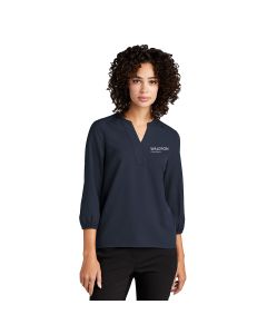 MERCER+METTLE Women's Stretch Crepe 3/4 Sleeve Blouse